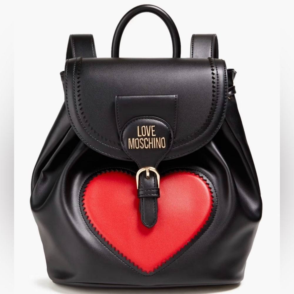 Love Moschino Black and Red Heart Backpack